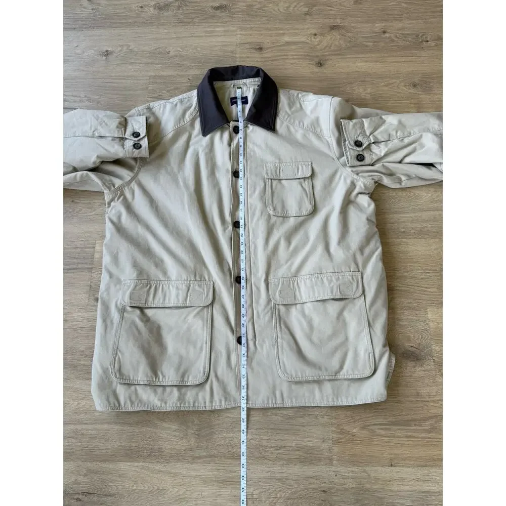 Harbor Bay Canvas Chore Coat/Jacket With Leather Collar Mens 3XLT Tall Beige